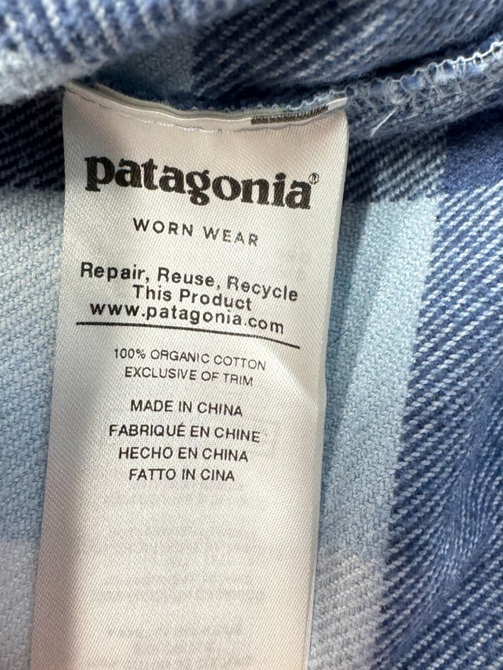 Patagonia Organic Cotton Flannel Button Down Shirt Women’s Small Blue Plaid - Picture 6 of 12